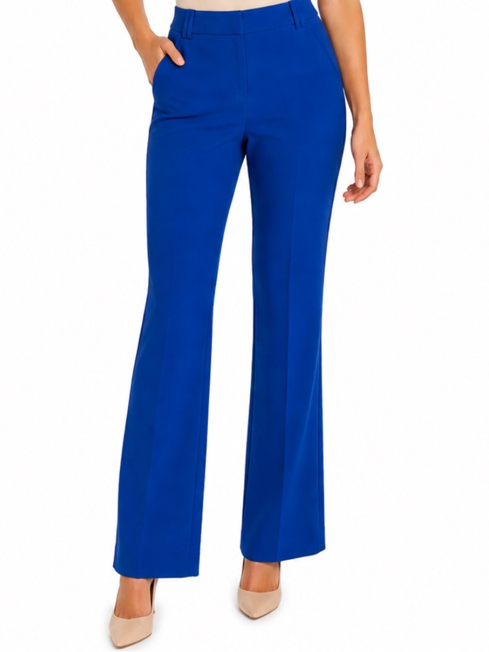 New York & Company Women Dress Pants Royal Blue Straight Wide Leg Zip Size 0P